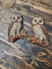 Granny Core Pair of Owl Wall Hanging Plaques 1970 Vintage Wall Decor picture