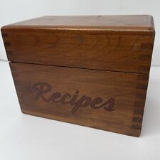 Vintage Wooden Recipe Box Dovetail Corners Rustic Boho Country Kitchen Kitsch picture