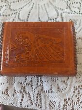 Vintage Tooled Leather Vintage Mexican Trinket Box READ... picture