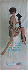 1965 Woman in leopard skin & Beauty Mist Stockings hose retro photo print ad L51 picture