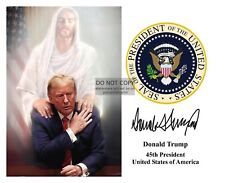 PRESIDENT DONALD TRUMP JESUS HOVERING PRESIDENTIAL SEAL AUTOGRAPHED 8X10 PHOTO picture