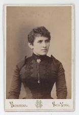Antique c1880s Cabinet Card Beautiful Woman in Black Dress Newman New York, NY picture