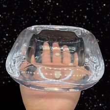 Vintage Vannes France Abstract Crystal Art Glass Dish Ashtray Thick Clear Glass picture