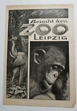 1930's Leipzig Zoo Germany Souvenir Besucht den Apes visitor Schneider Antique  picture