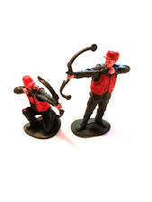 Vtg  Popak New Ray Mfg. 2 Painted Plastic Bow Hunter Figures / Figurines FS picture
