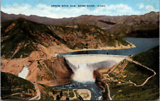 Vtg 1940s Arrow Rock Dam Boise Idaho ID Linen Postcard picture