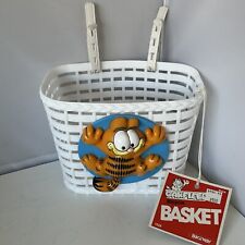 Garfield Cat Bicycle Basket Kids Vintage 70s 80s Bikeway White 3D Plastic w/ Tag picture