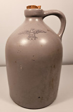 Large Stoneware Pottery Speckled Glaze Gray Jug Crock 12 3/4 in. Tall with Eagle picture