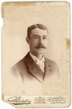 Antique ID'd c1880s Cabinet Card Steinburg Handsome Man Mustache New York, NY picture