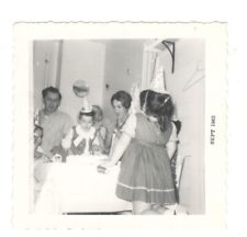 Vintage 1963 Photo Girl Blowing Out Birthday Party Cake Candles 1960's R146 picture