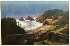 Heceta Head Lighthouse & Beach Oregon Postcard, Unposted Color Photo Card picture