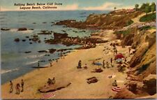 Linen Postcard Bathing Beach Below Cliff Drive in Laguna Beach, California picture