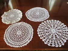 Set of 4 vintage ivory/wt. round hand crocheted doilies picture