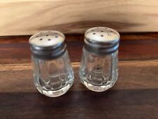 Vtg Miniature NOS Glass Salt & Pepper Shakers Metal Lids 2