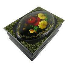 Vintage Russian  Painted Bubble Top Hinged Lacquer Miniature Box 1.75 inch picture