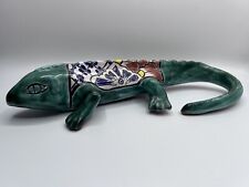 Vintage Mexican Folk Art Ceramic Terracotta Hollow Iguana Lizard 11 Inches picture