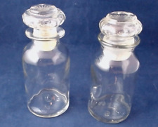 2 vintage Owens-Illinois Apothecary Spice Clear Glass Bottles with stoppers picture