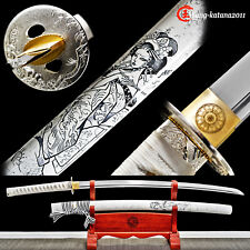 Elegant Geisha Katana 1095 Steel Battle Ready Japanese Samurai Functional Sword picture