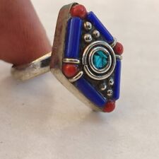 Rare Ancient Solid Silver Antique Ring Viking With Blue Stone Amazing Artifact picture