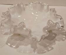Vintage Fenton Silver Crest Ruffled Small Dish-Bowl, Excellent Condition picture