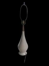 Vtg Mid Century Modern Ceramic Wood Genie Teardrop White Table Lamp Retro Boho picture