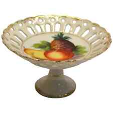 Small Vintage Reticulated Pedestal Plate With Fruit Motif picture