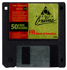 Vintage, Rare, AOL/BofA Banking Center 1996 V3.0 Windows 3½″ Gold-Label FLOPPY picture