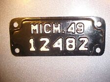 1949 MICHIGAN  MOTORCYCLE LICENSE PLATE TAG picture