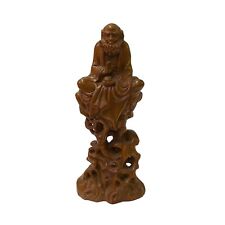 Chinese Brown Zen Master Damo Deity Meditation Wood Statue ws2160 picture