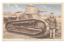 WWI c. 1919 postcard Camp de Sissonne, Aisne, France. FT-17 Renault MG Tank picture