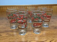 Set of 10 Vintage Coca Cola Christmas Glasses 16 oz. 1980 6” tall picture