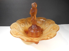 Rare Cambridge Bashful Charlotte Amber Frosted Flower Frog and Everglades Bowl picture
