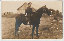 RPPC Plymouth Illinois of Wilmer Vance young Boy Horse Farm Real Photo Card IL picture