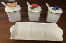 VTG Neiman Marcus Condiment Set Jelly Jam Jars with Serving Tray & Spoons 10 Pcs picture