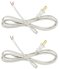White Lamp Cord, 8 Foot Long Replacement Repair Part, 18/2 SPT-1 Wire - 2 Pack picture