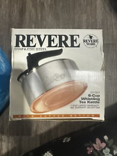 New in Box Vtg Revere Copper Bottom Whistling Tea Kettle Stainless Steel 6 cup picture