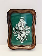 Vintage Bruges Belgium Handmade Framed Lace Mother Mary W/baby Jesus 1970s picture