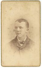 CIRCA 1870'S ANTIQUE CDV OF YOUNG BOY IN SUIT W. HAUNTING PIERCING EYES - NAMED picture