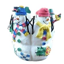 Vintage Avon Christmas Snowy Folks Snowman Candle Holder and Candle picture
