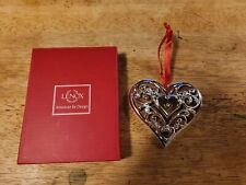 Lenox Sparkle and Scroll Silverplate Heart Christmas Ornament With Box picture