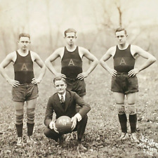 Atlanta High School Basketball RPPC Postcard c1917 Indiana Real Photo Men A1700 picture
