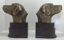 Vintage Pair of Labrador Dog Head Book Ends Bronze Like Finish Sculptures Heavy picture