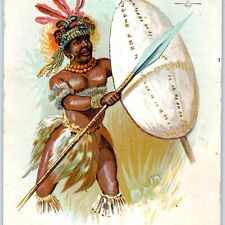 c1880s Zulu McLaughlins Coffee Nation South Africa Indian Nguni Trade Card 2J picture