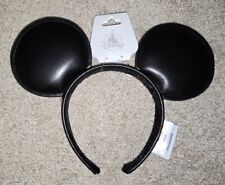 NEW Disney Parks Mickey Mouse Signature Ears Headband Solid Black Faux Leather picture