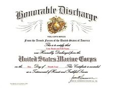 US Marine Corps Honorable Discharge replacement certificate picture