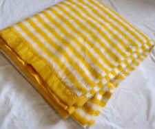 Satin Trim Acrylic Yellow White Plaid Blanket Picnic Nursery Throw Unbranded picture