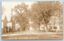 Postcard VT Saxtons River c1930s Main Street SOCONY Pump RPPC Real Photo S17 picture