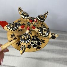 Russian Pecking Chickens wuth Rooster  Wooden Ethnic Vintage picture