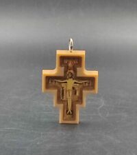 Vintage San Damiano Plastic Pendant San Damiano Crucifix Cross Christian  picture