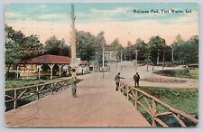 Robison Park, Amusement Park, Bridge, People Fort Wayne IN Indiana 1910 Postcard picture